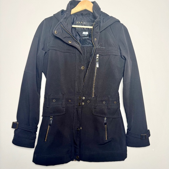 Vintage Obermeyer Hooded Women's Black Winter Coat Sz S - Picture 2 of 8